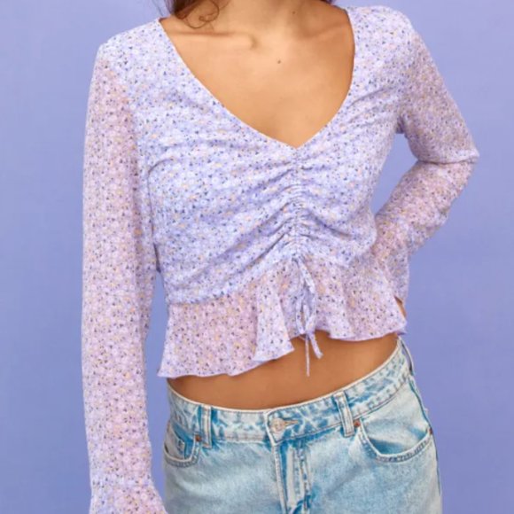 Drawstring-detail Chiffon Blouse - Picture 1 of 5